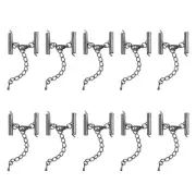10Sets Slide on End Clasps, 20mm Tube Slider Crimp Cord Ends, Metallic Black
