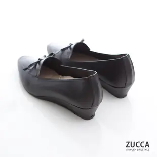 ZUCCA-尖頭皮革朵結高跟鞋-z7207bk