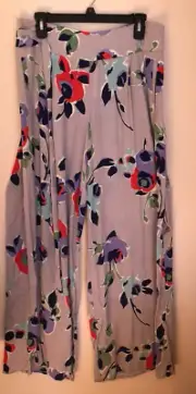 FREE PEOPLE NWT Anthropologie Wide-Leg Trousers Flowy Pants Floral Design Size 8