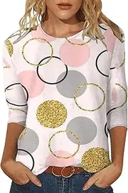 [Miekld] Womens Blouses 3/4 Sleeve Women Cotton Tunic Plus Size Graphic Blouses Womens 3/4 Sleeve Tops and Blouses