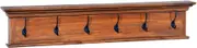 vidaXL Solid Teak Wood Wall Coat Rack - 100cm Mounted Hat/Key Hanger with Shelf, Rustic Brown for Home, Entryway/Bathroom/Bedroom