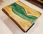 Dark Green Epoxy Resin River Table – Walnut Live Edge Dining Table –Handmade Art