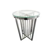 Salina Side Table 45cm Silver Base - Clear Glass