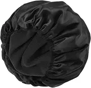 TRENDYSUPPLY Extra Large Shower Cap, Triple Layer Terry Lined Waterproof Bath Cap, Reusable for Women, Girls, Braids, Long Hair (Black)