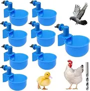 YELINTIAN 8 Pack Automatic Chicken Waterer Cups, DIY Chicken Waterer Poultry Water Feeder Kit,Suitable for Chicks, Chicken, Duck, Quail, Turkey(Blue)