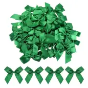 100Pcs Mini Ribbon Bows 2.5" Mini Fabric Satin Ribbon Flower Bows Emerald Green