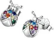 [Ipetboom] 1 Pair Ear Studs Shiny Colored Zircon Earrings for Girls Fashion Accessory