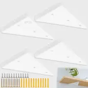 4 Pack Shelf Brackets - 6 Inch Triangle Brackets for Shelves, Hidden Shelf Brack