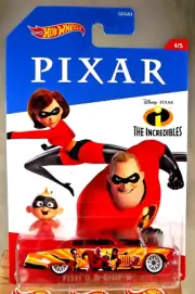 2020 Hot Wheels Pixar The Incredibles 4/5 FISH'D & CHIP'D Red w/White Lace Spoke