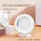 12x LED Downlight 12/14/16/18W Dimmable 70mm/90mm/120mm Cutout Ceiling Light