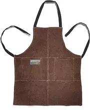 Outset Grill and Kitchen Apron, Brown Leather, 27" x 30"