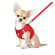 Dog Harness and Leash Set, No Pull Soft Mesh S (Chest 11.8-13.3'') Red