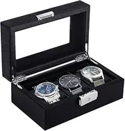 [Anyasun] Watch Box for Men and Women, 3-Slot Watch Holder with Glass Display,Watch Case with Removable Watch Pillow,Gift Box for 3 Watches