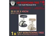 Beige Cat Scratching Board Post Tree Tower House Dangler Sisal Pet Activity Scratcher