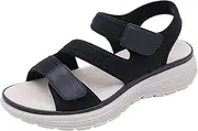 [Generic] Size 13 Womens Sandals Shoes Women's Sports Wedge Heel Lightweight Hook Loop Large Sandals Sandals for Women Comfort Slide