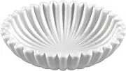 KULEDM Ceramic Large Decorative Bowl for Home Decor, Food Grade Fruit Bowl for Kitchen Counter, White Scalloped Ruffle Centerpiece Bowl, Microwave and Dishwasher Safe