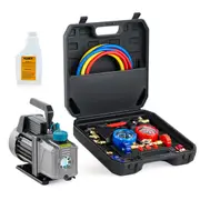 3.5CFM 1 Stage Refrigerant AC Vacuum Pump Air Conditioning Pump R134 Gauge