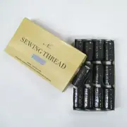 Perial Co Black Polyester Sewing Thread Pack of 12 for Machine, Hand Sewing