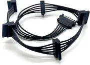 15 Pin 1 Male SATA to 5 Female SATA Power Splitter Extension Cable Adapter Cable Powers up to 5 for HDD,SSD, Optical Drives(19.6 inches, Black)