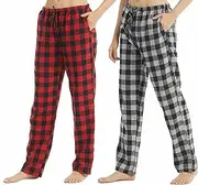 [YUSHOW] Womens Flannel Pajama Pants Loungewear for Women Plaid Pajama Bottoms Soft Lounge Pj Pants Cotton Sleepwear