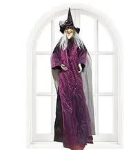 Halloween Props Witch, Creepy Indoor Outdoor Flying Witch Sound Activated, Witch Halloween Decor for Halloween, Skull Prop Themed, Carnival, Costume