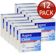 12 x Aspro Clear Extra Strength 16 Soluble Effervescent Tablet 500mg Pain Relief