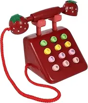 OFFIGAM Dial Disc Phone Toy Wooden Retro Telephone Children's Plaything Interactive Role Play Cognitive Learning