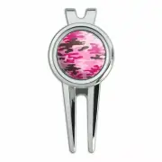 Pink Camouflage Golf Divot Repair Tool and Ball Marker