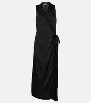 [Vince] Vince Polka-dot chiffon wrap dress AU 12 black