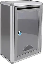 VICASKY 1pc Box Drop Customer Parcel X Ballot Key Secure Complaint Lock Bank Aluminum Cards for Wall Safety Hanging Grey Cash Comments Vintage Wall-Mounted Home Ticket Employee