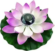 Floating Flowers,Pond Lotus Light Artificial Lotus LED Solar Lamp Pool Landscape Decoration Waterproof Flower Light 28cm Gradient Light Pink