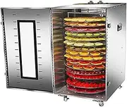 Fruit Dryer Dehydration 16-Layer Food Dehydrator Machine Dried Fruit Machine Commercial Household Pet Food Dryer Electric Rotating Mesh Disk with Timer and Temperature Control