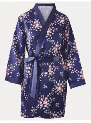 Morgan Lane Satin Robe Navy Floral Plus Size 16-24 NWT