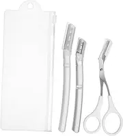 WOONEKY Eyebrow Shaper Set Professional Grooming Kit Razor Scissors Non-slip Handle for Safe Use