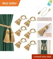 Handmade Decorative Curtain Tiebacks Rope Tassel Holdbacks for Drapes Home 6 Pcs