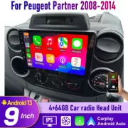 9" Wireless Carplay Android Auto Head Unit Car radio For Peugeot Partner 2008-14