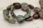 Garnet Beads, Natural Red Green Garnet Smooth Flat Oval Gemstone Beads - PRG10