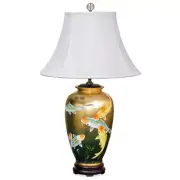 US Seller - Gold Leaf Prosperity Koi Fish Chinese Ceramic Lamp