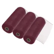3pcs 10 Inch Poly Burlap Mesh for Wreath Ribbon 10 Yard for Christmas, Burgundy