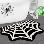 Spider Web Bath Mat Rug,31x20 Inch Halloween Bathing Mat Non-Slip