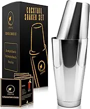 Ignite Lifestyle Boston Cocktail Shaker - Professional Grade Unweighted 18oz & Weighted 28oz Boston Shaker Set + Recipes Book - Martini Shaker - Easy to Clean Bartender Kit - Drink Shaker/Drink Mixer