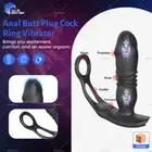 Thrusting Vibrator Cock Ring Anal Butt Plug Prostate Massager Remote USB Sex Toy