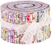 [NC] 36Pcs Roll Up Cotton Fabric Quilting Strips, Fabric Jelly Rolls, Mixed DIY Sewing Craft Fabric Bundle, Patchwork Fabric Set with Different Patterns - Floral