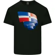 Curled Dominican Republic Flag Dominicanos Day Kids T-Shirt Childrens