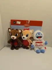 Rudolph The Red nosed Reindeer Plush Dog Toy Squeaks Bumble