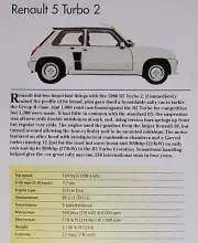 Renault 5 Car Picture Out of Print Spec Article Sheet Wall Art Decor
