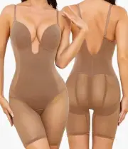 Slimers Backless Shapewear Strapless Bodysuit Low Back BodyShaper XXL in Coffee