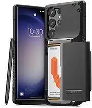 VRS Design Damda Glide Pro Case Designed for Samsung Galaxy S23 Ultra (2023) Heavy Duty Wallet Cover - Black Groove