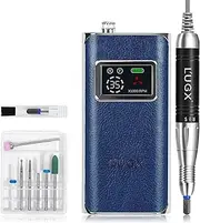 L'UGX Nail Drill, 35000RPM Professional Nail Efile with Cordless Motor, Portable Electric Nail File Machine for Acrylic, Gel Nails, Manicure Pedicure for Home Salon Use, Low Vibration, Blue