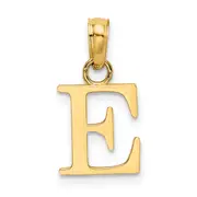 14K Yellow Gold Polished Block Letter E Initial Pendant